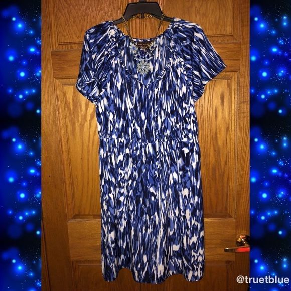 Dana Buchman Dresses & Skirts - Dana Buchman Blue Abstract Print Dress Sz XL